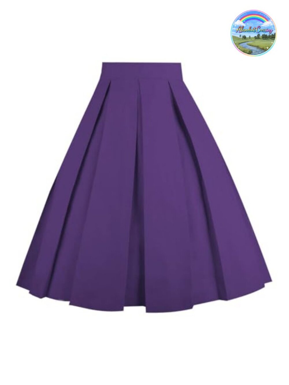 Vintage Pleated A-Line Midi Skirt Cotton Blend Knee Length Casual